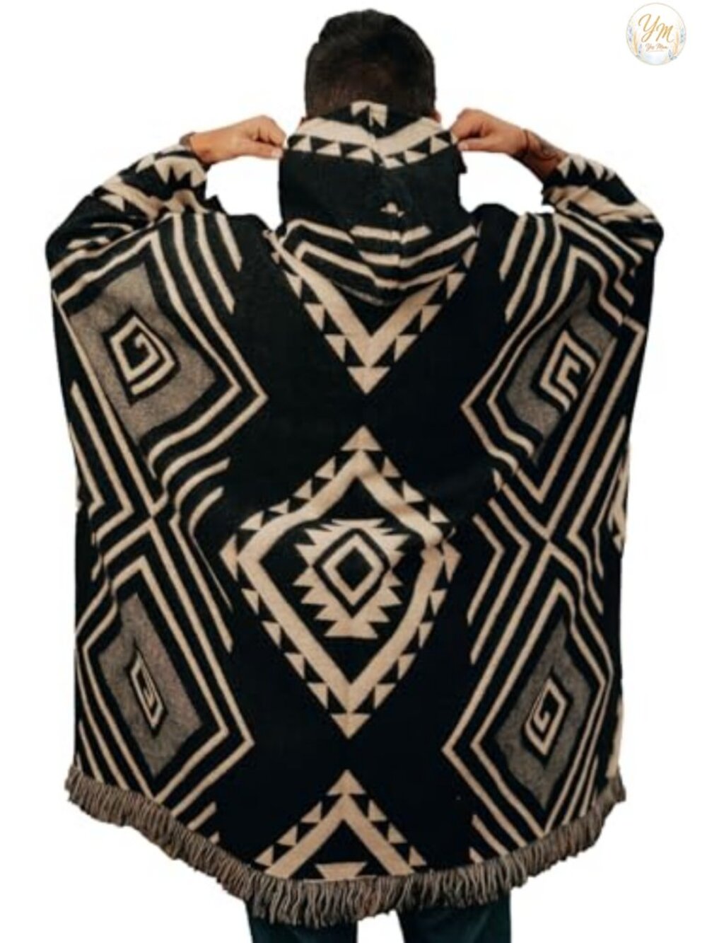 Alpaca Blend Hooded Poncho Handmade Andean Cloak